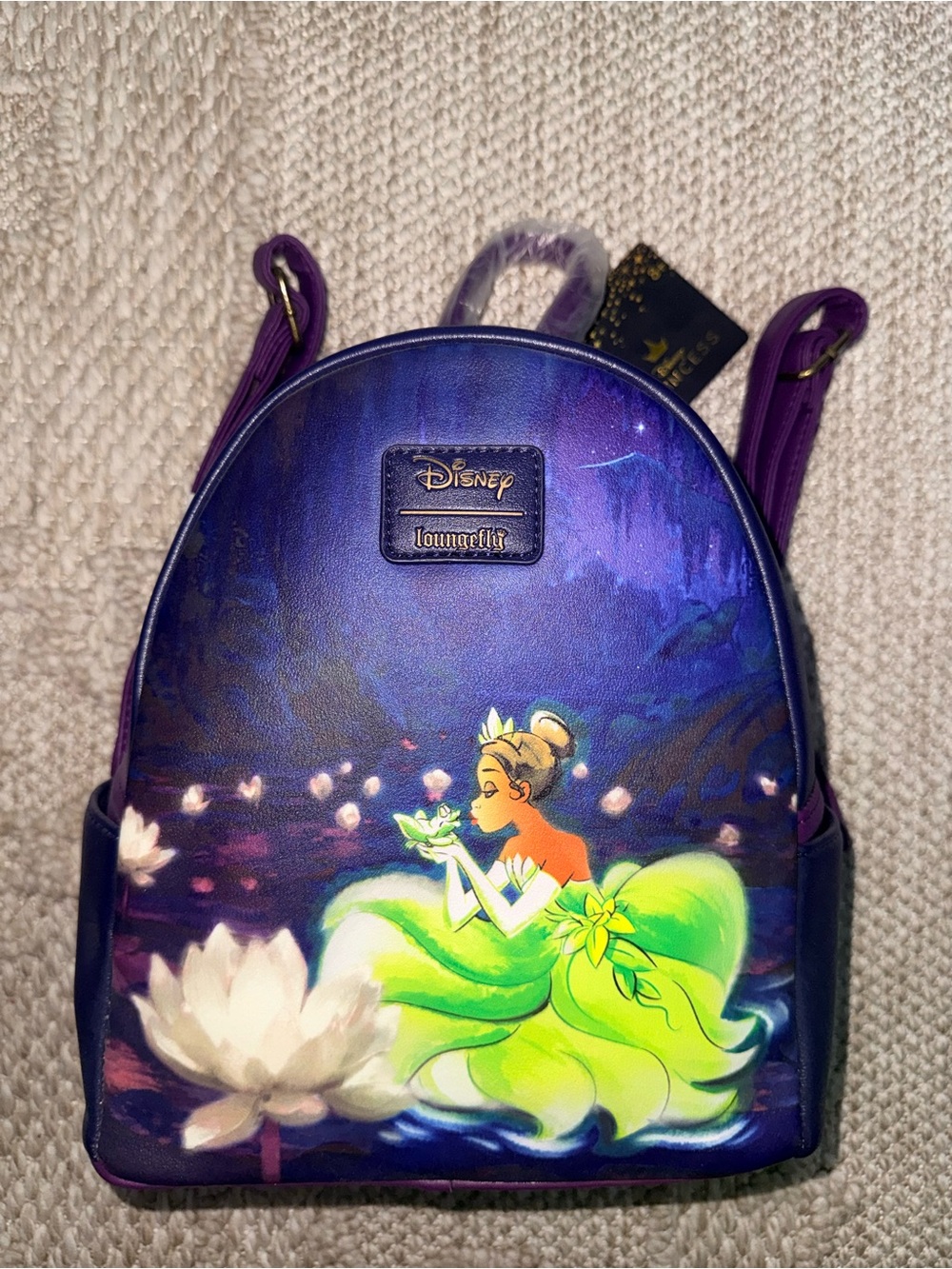 Loungefly Disney The Princess and the Frog Mini Backpack Purple Green NEW